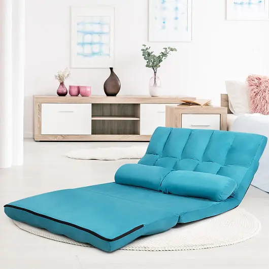 Costway Modular 6-Position Foldable Floor Sofa Bed Detachable Cloth Cover, Azure, HW66174NY