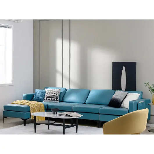 Costway Modular L, Influenced Sectional Sofa Reversible Ottoman and 2 USB Ports, Royal Blue, HV10299NY-+B+E+D