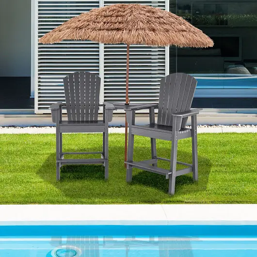 Costway Non-Toxic 2 Pieces HDPE Tall Adirondack Chair Middle Connecting Tray, Gray, NP10380GR+