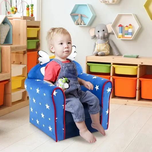 Costway Original Original Kids Sofa Armrest and Thick Cushion, Navy Blue, HY10204BL