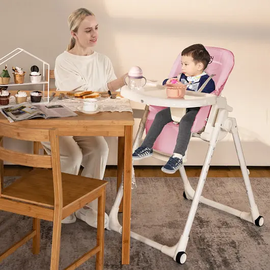 Costway OSHA-Compliant 4--1 Baby High Chair 6 Adjustable Heights, Pink, AD10013PI