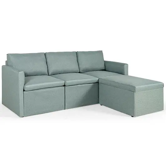 Costway OSHA-Compliant Convertible L, Influenced Sectional Sofa Couch Reversible Chaise, Emerald, HW67558GN+