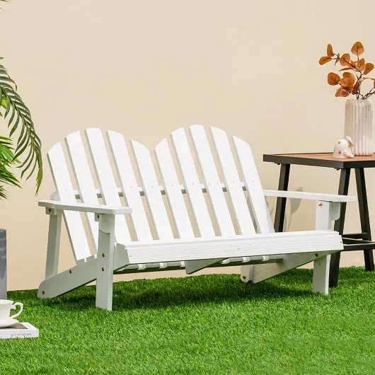 Costway 2 Person Adirondack Chair High Backrest, Bright White, NP11088WH