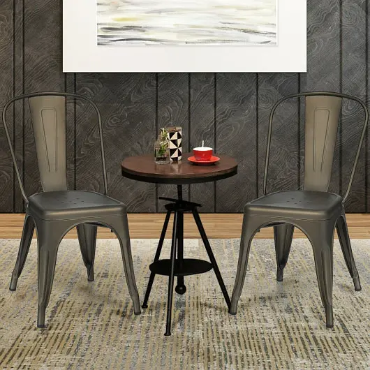 Costway 4 Pieces Modern Bar Stools Removable Back and Rubber Feet, Gun, HW61701GUN