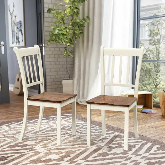 Costway 2 Pieces Solid Whitesburg Spindle Back Wood Dining Chairs, White, KC53335WH