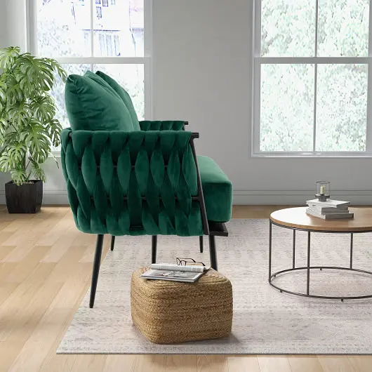 Costway Plug-and-Play Modern Loveseat Sofa Upholstered Dutch Velvet Sofa Couch, Green, HV10503GN