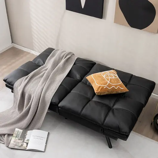 Costway Pro-Series Convertible Memory Foam Futon Sofa Bed Adjustable Armrest, Black, HV10326DK