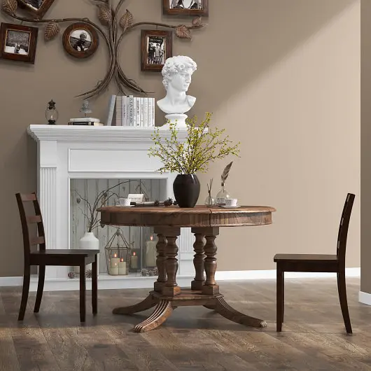 Costway Quick-Connect Set 2 Wood Dining Chairs Solid Elastomer Wood Legs, Brown, JV10848BN