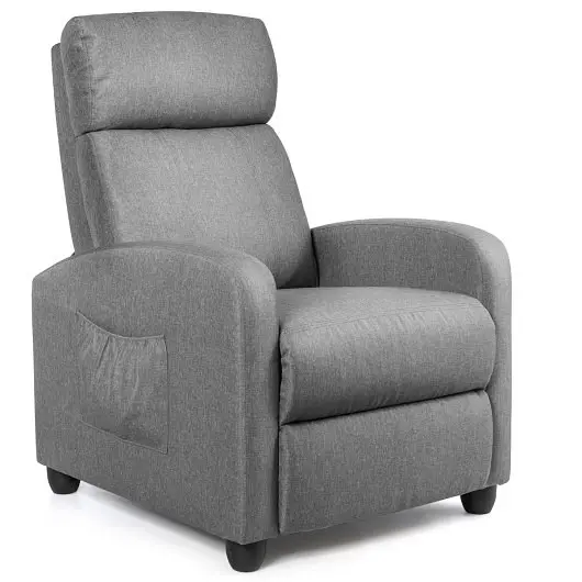 Costway Recliner Sofa Wingsupport Chair Massage Function, Gray, HW64114GR