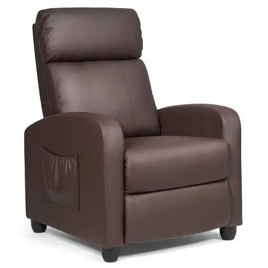 Costway Recliner Sofa Wingsupport Chair Massage Function, Bronze, HW64114CF