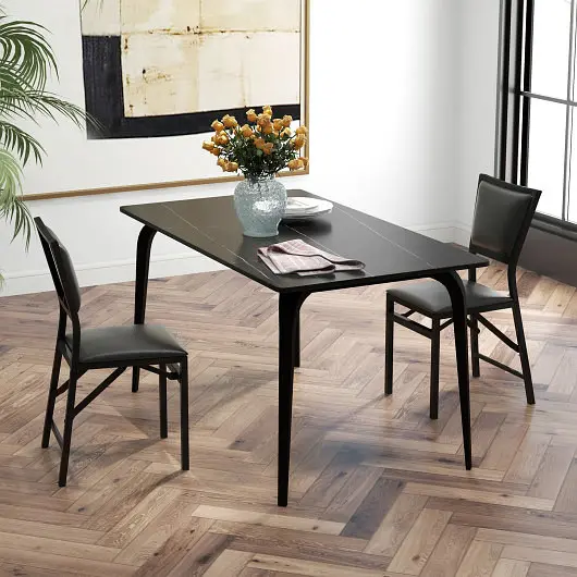 Costway Ribbed Set 2 Metal Folding Dining Chair Space Saving Design, HW52161