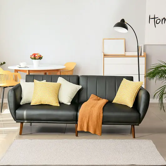 Costway 3 Seat Convertible Sofa Bed Adjustable Backrest Living Room, Onyx, HV10031BK