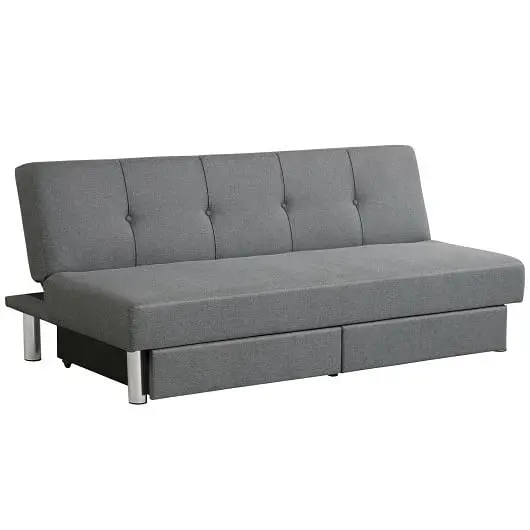 Costway 3, Seat Convertible Sofa Bed 2 Large Drawers and 3 Adjustable Angles, HV10007