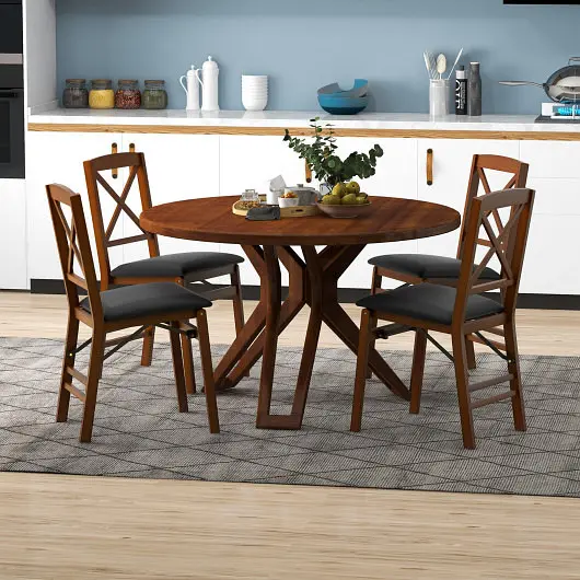 Costway Set 2 Folding Dining Chairs 400 LBS Capacity, Brown, JV10979BN