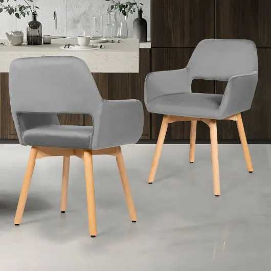 Costway Set 2 Modern Accent Armchairs, Gunmetal, HW66056GR-2