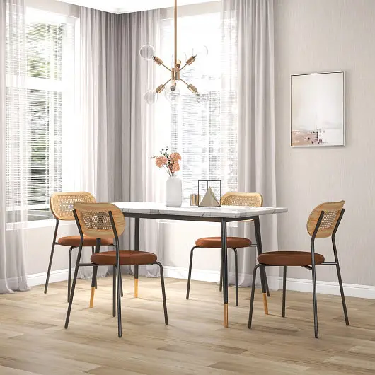 Costway Set 2 Rattan Dining Chair Metal Legs, Coffee, JV11221CF-2
