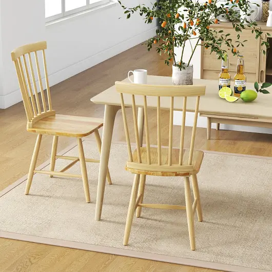 Costway Set 2 Windsor Dining Chairs High Spindle Back, Raw, JV11291NA