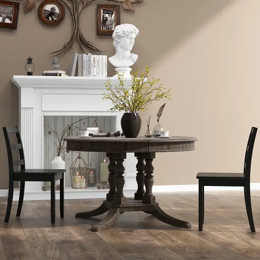 Costway Set 2 Wood Dining Chairs Solid Elastomer Wood Legs, Onyx, JV10848DK