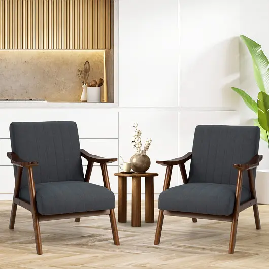 Costway Slim Modern Accent Chair Leisure Armchair Felt Pads, Gray, JV10729GR