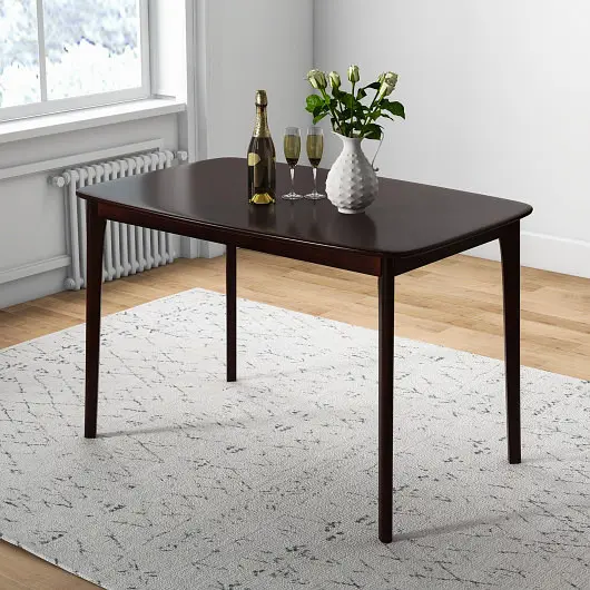 Costway Solid 48 Inch Solid Wood Dining Table Rubber Wood Substantiateing Legs Kitchen Dining Room-Espresso, KC55994CH