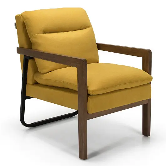 Costway Standard Single Sofa Chair Extra-Thick Padded Backrest and Seat Cushion, Yellow, HV10168OG