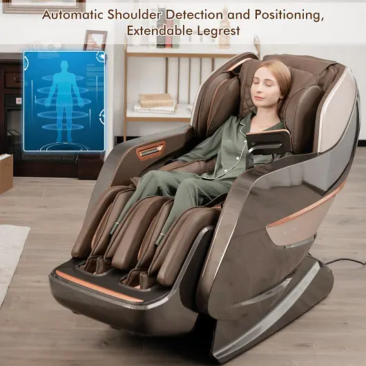 Costway Therapy 22 - SL Monitor Full Body Zero Gravity Massage Chair Recliner Thai Stretch Heat Coiler, Tan, JL10022WL-BN