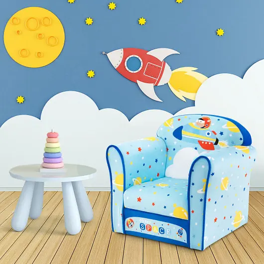 Costway Toddlers Sofa Chair Velvet Fabric Cover High Density Sponge Filling, HY10208BL