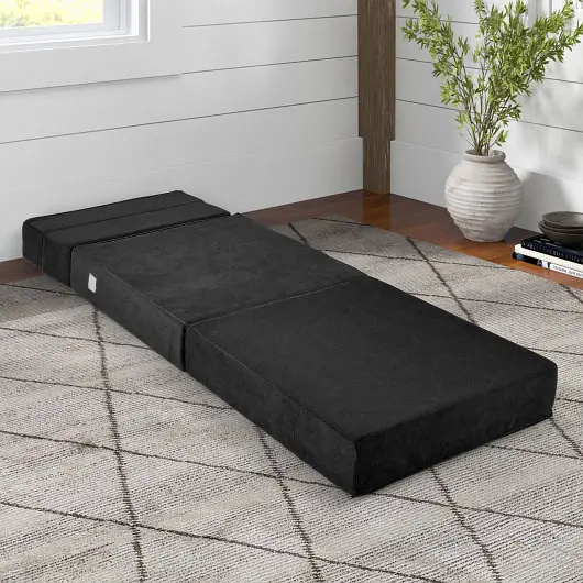Costway Tri-fold Folding Sleeper Sofa Bed Living Room Bedroom, Black, HU10477DK