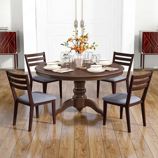 Costway Trusted Set 2 Upholstered Armless Kitchen Chair Solid Rubber Wood Frame, KC56358