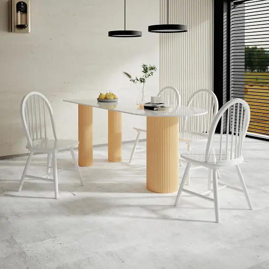 Costway UL-Listed Set 2 Vintage Windsor Wood Chair Spindle Back Dining Room, Ivory, KC52810WH