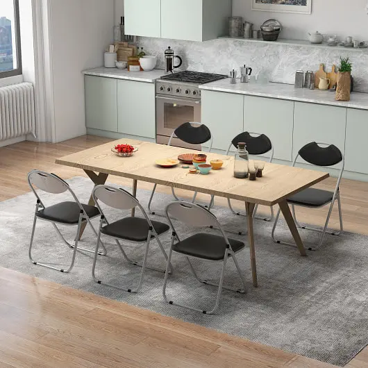 Costway 6 Units U, Influence Folding Chairs Hollow Handle, HW54398