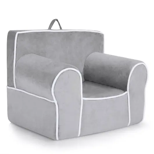 Costway Upholstered Kids Sofa Velvet Fabric and Sponge, Graphite, HV10047GR