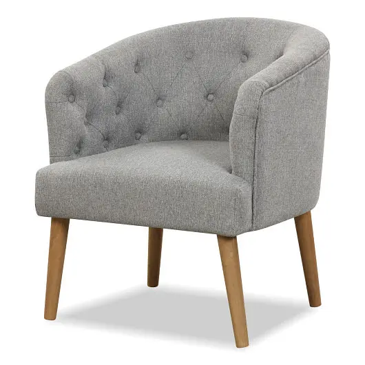 Costway Upholstered Tub Chair Solid Neoprene Wood Legs and Adjustable Foot Pads Living Room, Slate Gray, JV11148GR