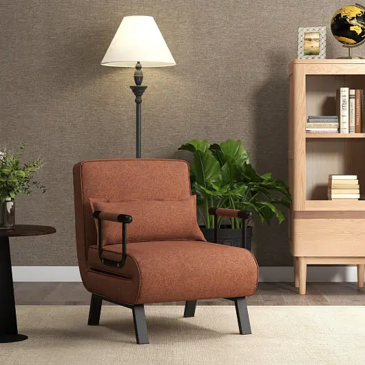 Costway UV-Resistant Folding 6 Position Convertible Sleeper Bed Armchair Lounge Couch Pillow, Chocolate, HW66326CF