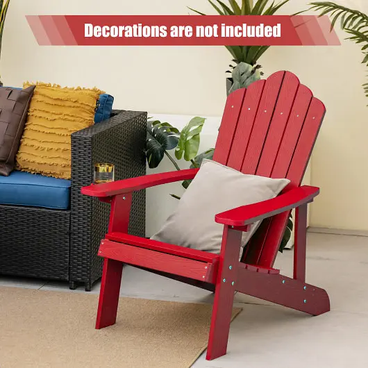 Costway UV-Resistant Weather Resistant HIPS Outdoor Adirondack Chair Cup Holder, Red, NP10983RE