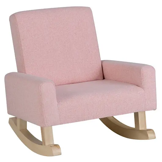 Costway Wear-Resistant Kids Rocking Chair Solid Wood Legs, Pink, HV10297PI