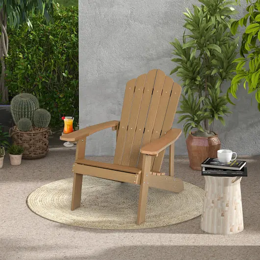 Costway Weather Resistant HIPS Outdoor Adirondack Chair Cup Holder, Coffee, NP10983CF