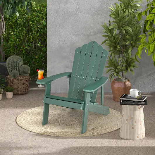 Costway Weather Resistant HIPS Outdoor Adirondack Chair Cup Holder, Green, NP10983GN
