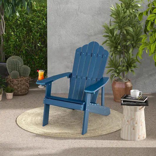 Costway Weather Resistant HIPS Outdoor Adirondack Chair Cup Holder, Navy, NP10983NY