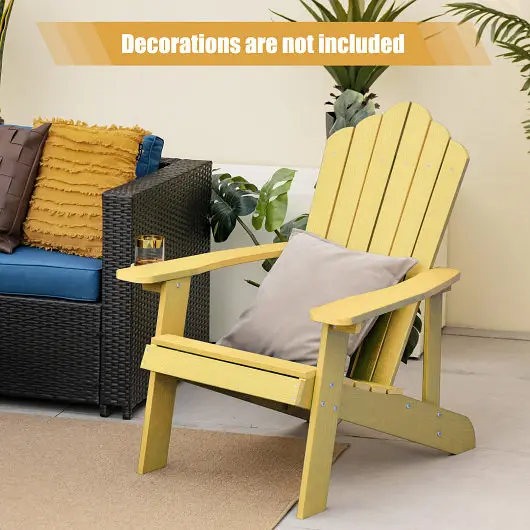 Costway Weather Resistant HIPS Outdoor Adirondack Chair Cup Holder, Yellow, NP10983YW