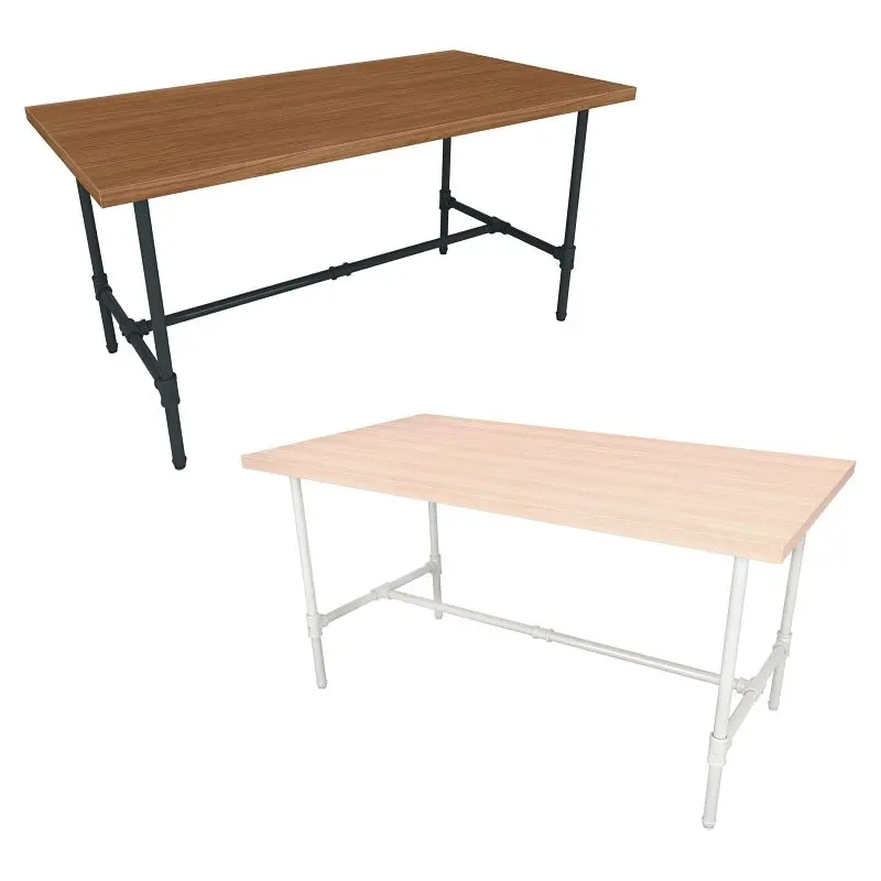 Econoco Ribbed Pipeline Large Nesting Table, Grey Frame Dark Brown Table Top, PSNTLSET