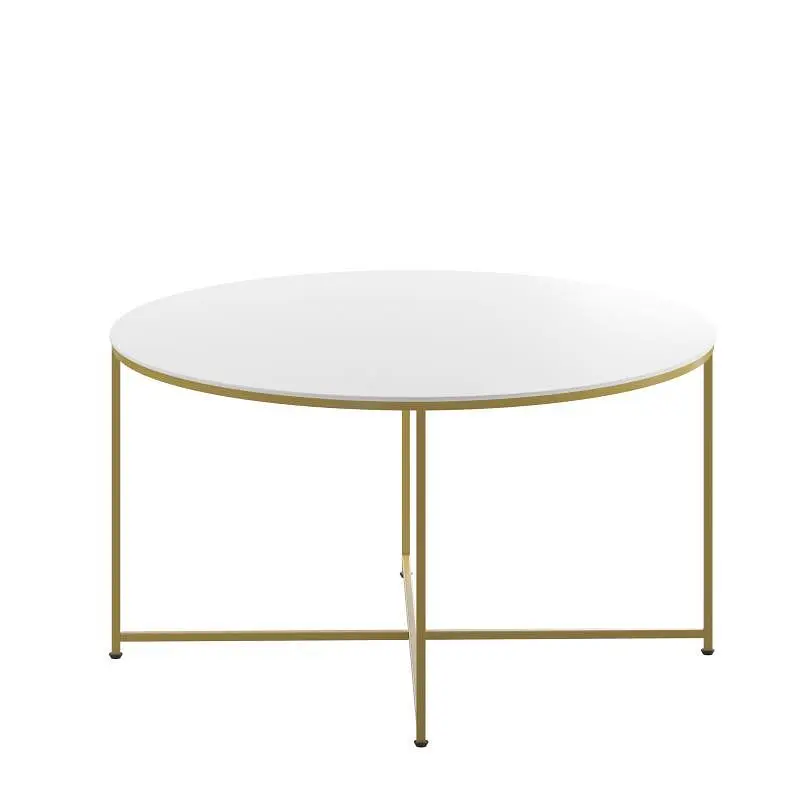Flash Adaptable Furniture Hampstead Gatherion Coffee Table - Modern White Finish Accent Table Crisscross Textured Finish G...
