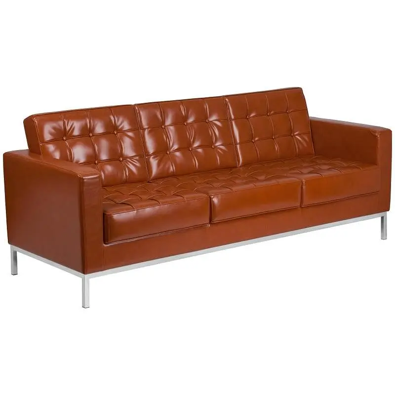 Flash Adaptable Furniture HERCULES Lacey Series Contemporary Cognac LeatherSoft Sofa Stainless Steel Frame, ZB-LACEY-831-2...