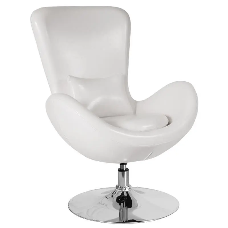 Flash Big Furniture Egg Series Bright White LeatherSoft Side Reception Chair, CH-162430-WH-LEA-GG Flash Furniture