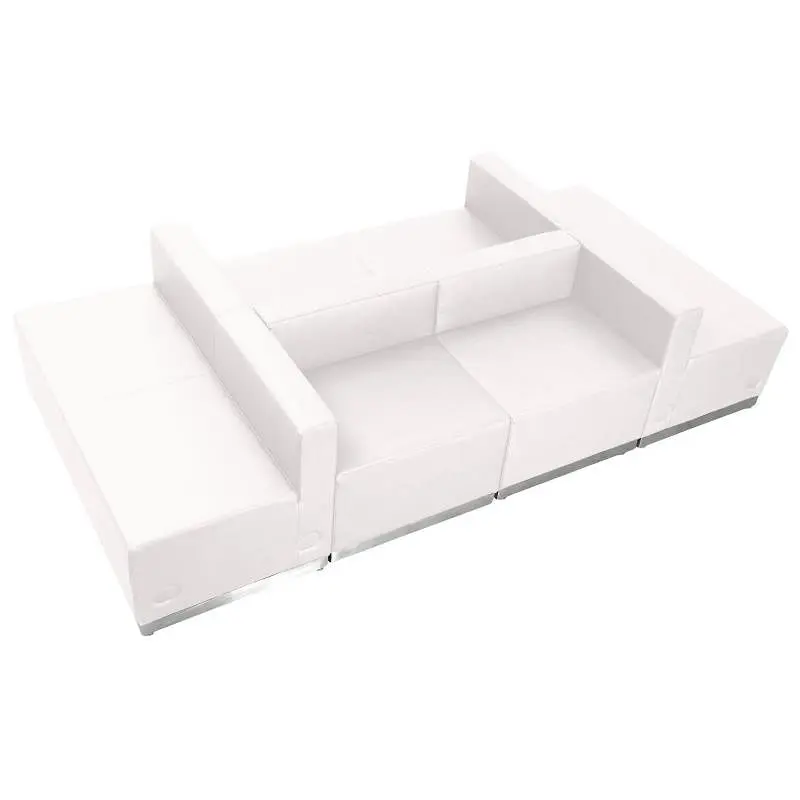 Flash Big Furniture HERCULES Alon Series Melrose White LeatherSoft Reception Configuration, Fixed Width 102.5", 6 Pie...