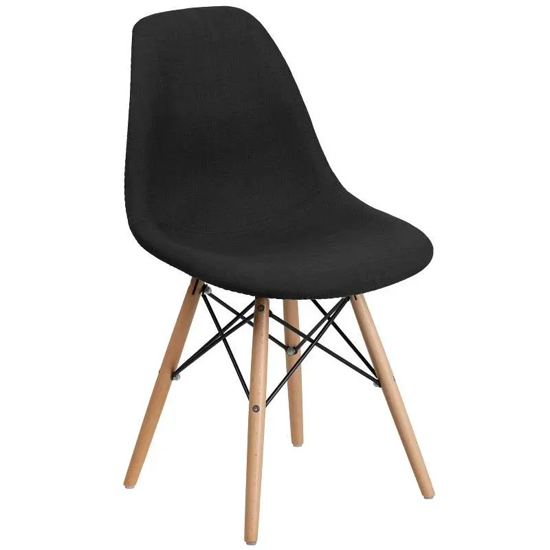 Flash Biodegradable Furniture Elon Series Genoa Matte Black Fabric Chair Wooden Legs, FH-130-DCV1-FC01-GG Flash Furniture