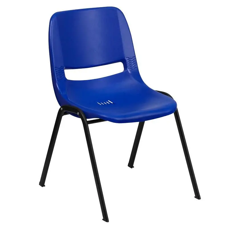 Flash Certified Furniture HERCULES Series 440 lb. Pipe Capacity Kid's Navy Ergonomic Shell Stack Chair Black Frame an...