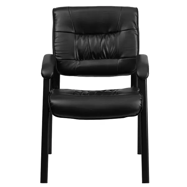 Flash Certified-Safe Furniture Haeger Black LeatherSoft Executive Side Reception Chair Black Metal Frame, BT-1404-GG Flash...