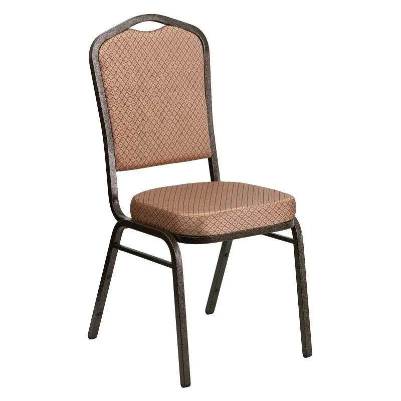 Flash Certified-Safe Furniture HERCULES Series Crown Back Stacking Banquet Chair Gold Diamond Patterned Fabric - Gold Vein...