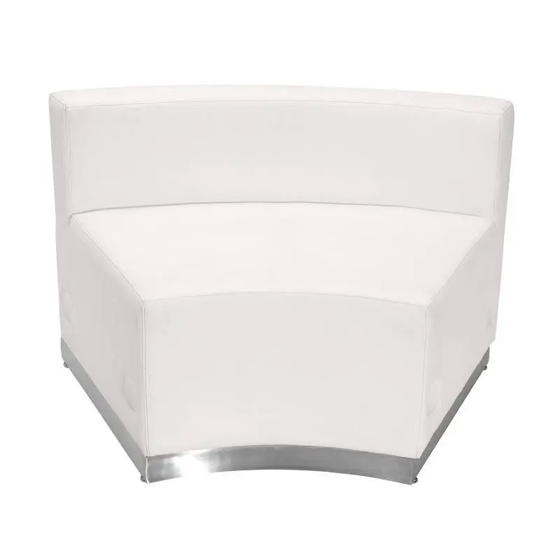 Flash Classic Furniture HERCULES Alon Series Melrose White LeatherSoft Concave Chair Brushed Stainless Steel Base, ZB-803-...